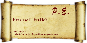 Preiszl Enikő névjegykártya
